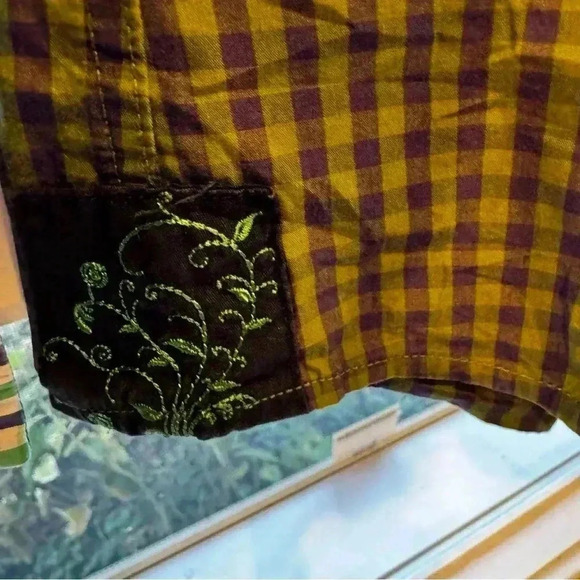 Artisti Industrie Italy Checkered Long Sleeve Button Up Green & Navy Cotton Sz L - Picture 5 of 11